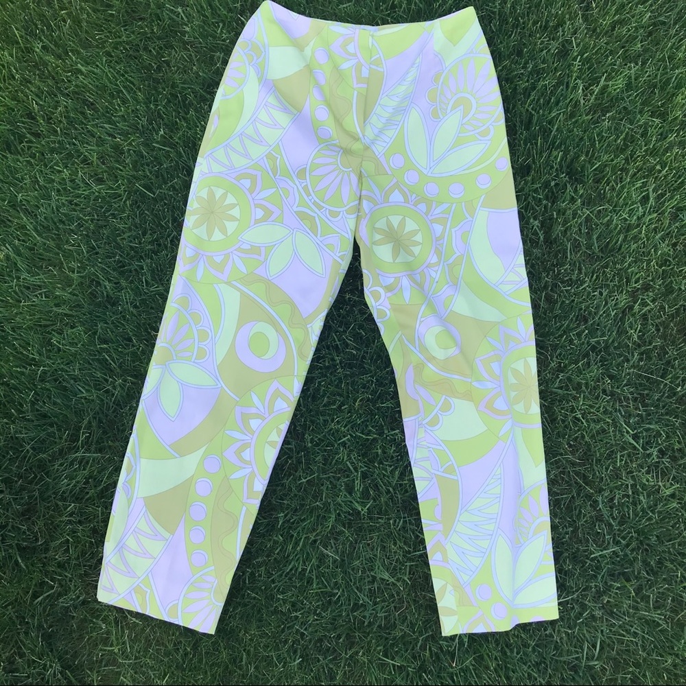 Vintage Lime Green Patterned Pants